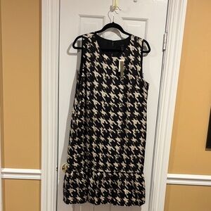 J Crew Black and Cream Houndstooth Dress